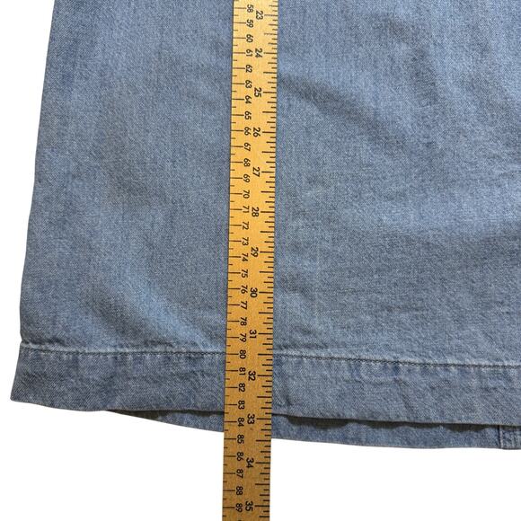Madewell Blue Denim Popover Swing Dress Newsom Wash Linen Cotton Blend Sz Small - Picture 7 of 10